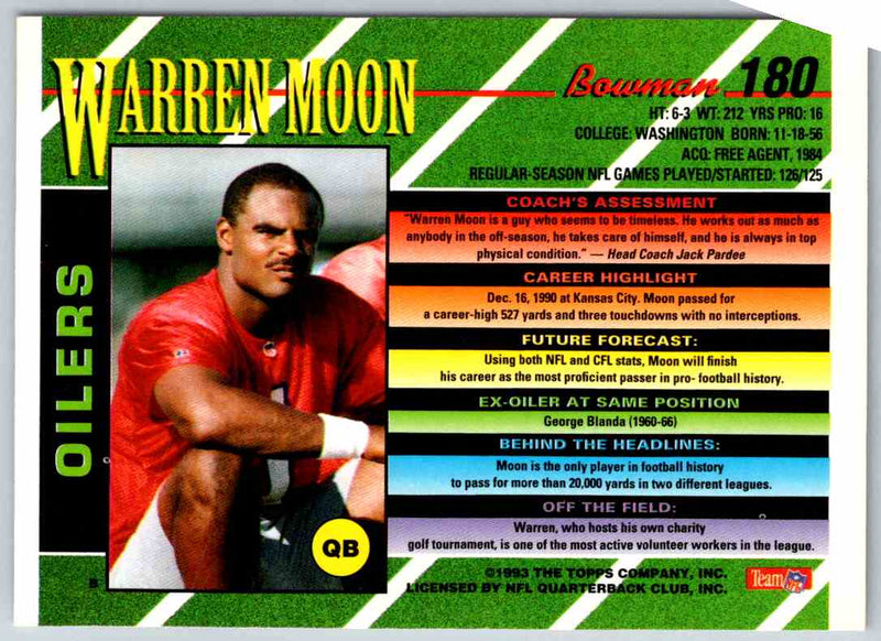 1993 Bowman Football Warren Moon