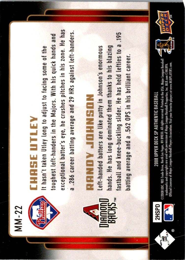 2008 SP Authentic Marquee Matchups Chase Utley/Randy Johnson