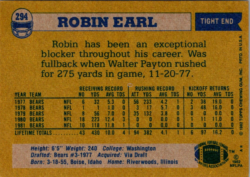 1982 Topps Robin Earl