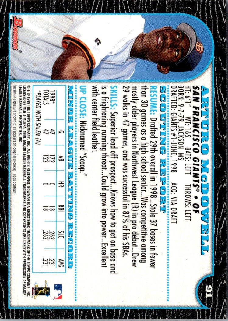 1999 Bowman Arturo McDowell