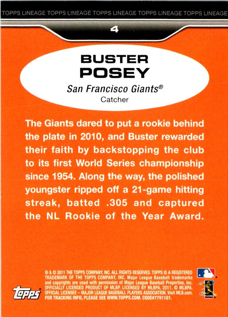 2011 Topps Lineage Buster Posey