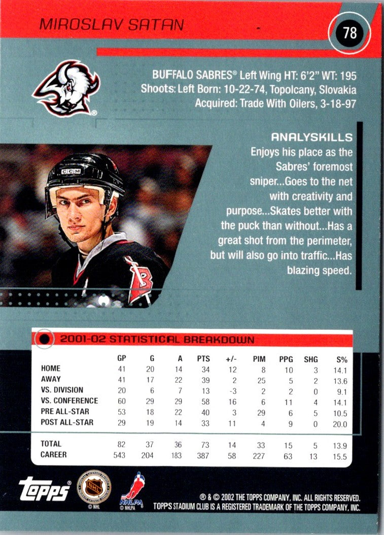 2002 Stadium Club Miroslav Satan