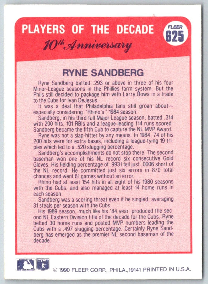 1990 Fleer Ryne Sandberg