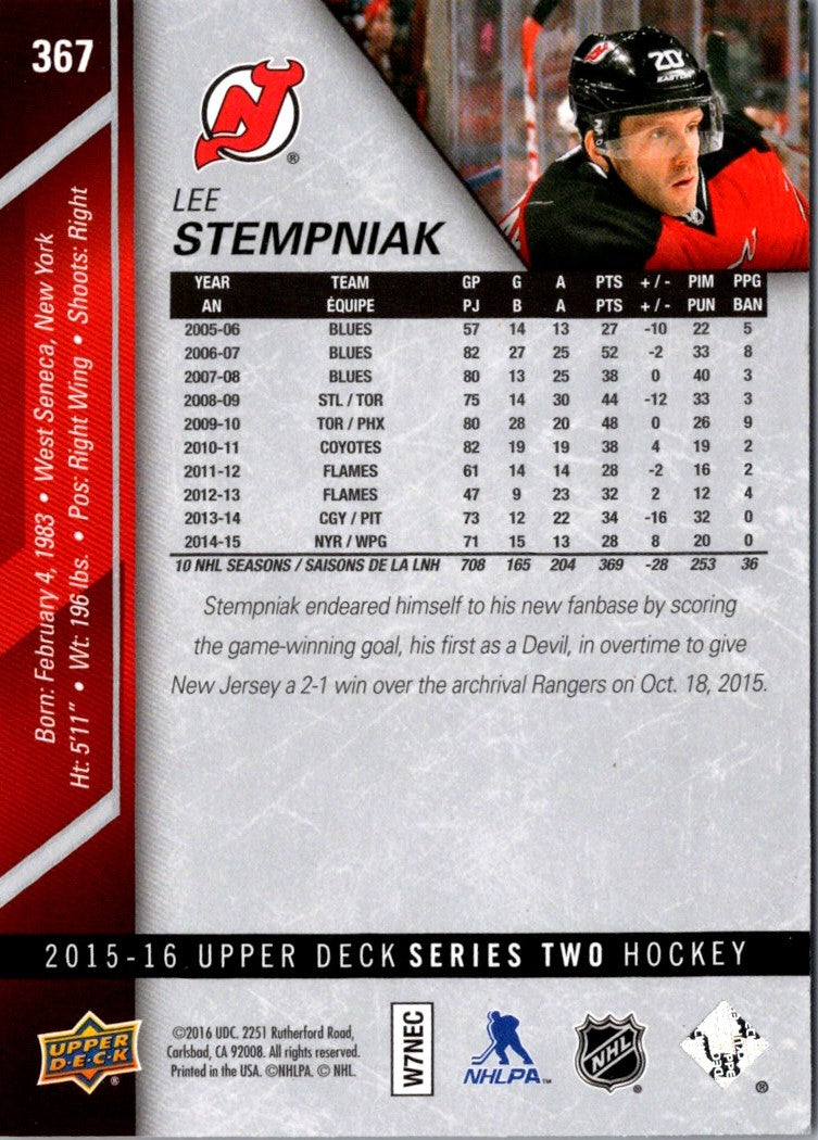 2015 Upper Deck Lee Stempniak