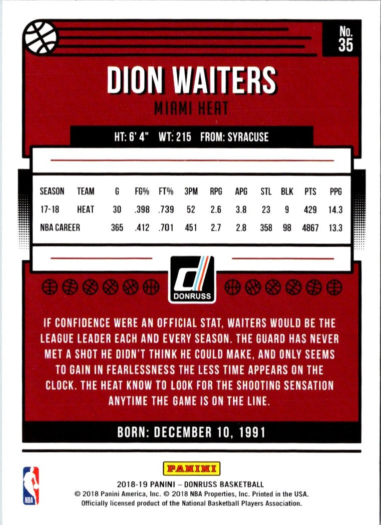 2018 Donruss Dion Waiters