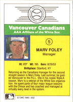 1990 CMC Vancouver Canadians Marv Foley #5
