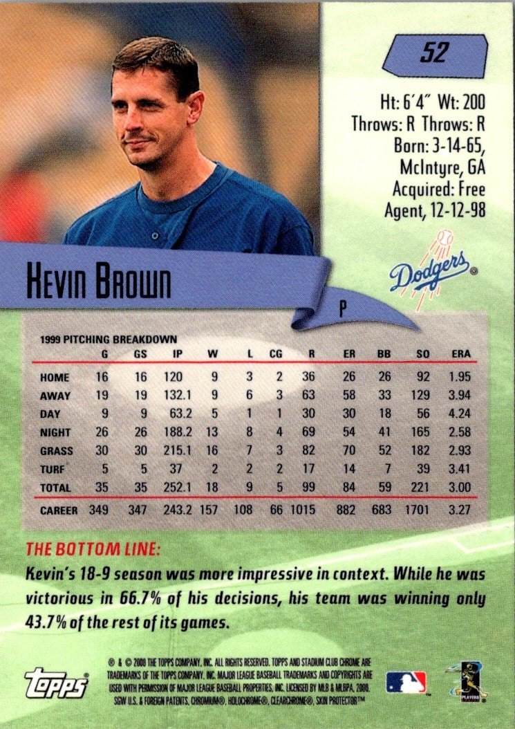 2000 Stadium Club Chrome Kevin Brown