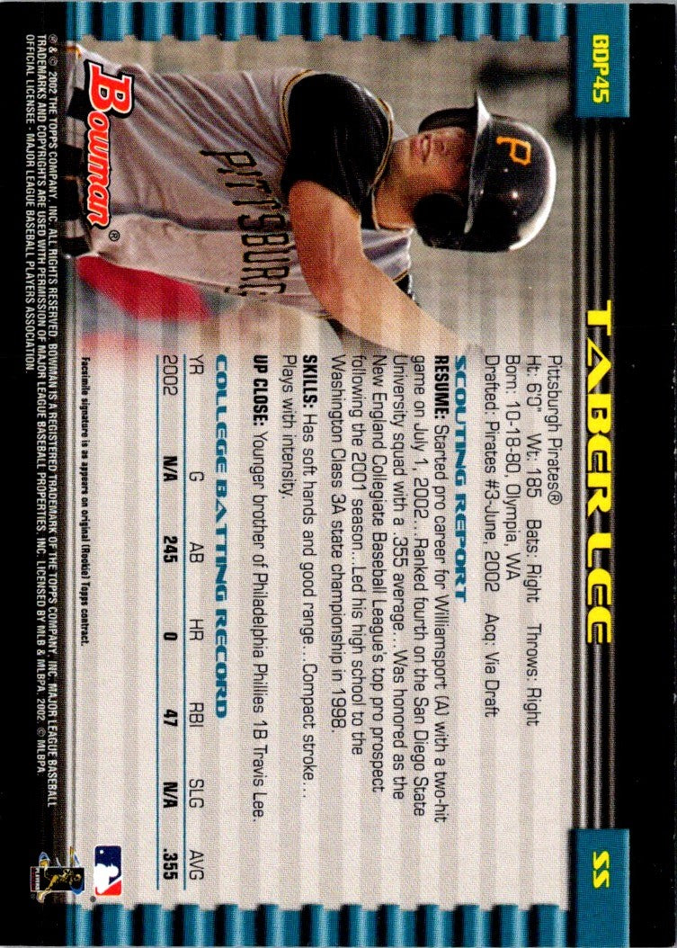 2002 Bowman Draft Picks & Prospects Taber Lee