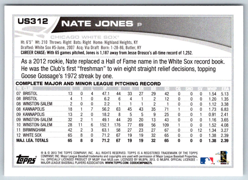 2013 Topps Update Nate Jones