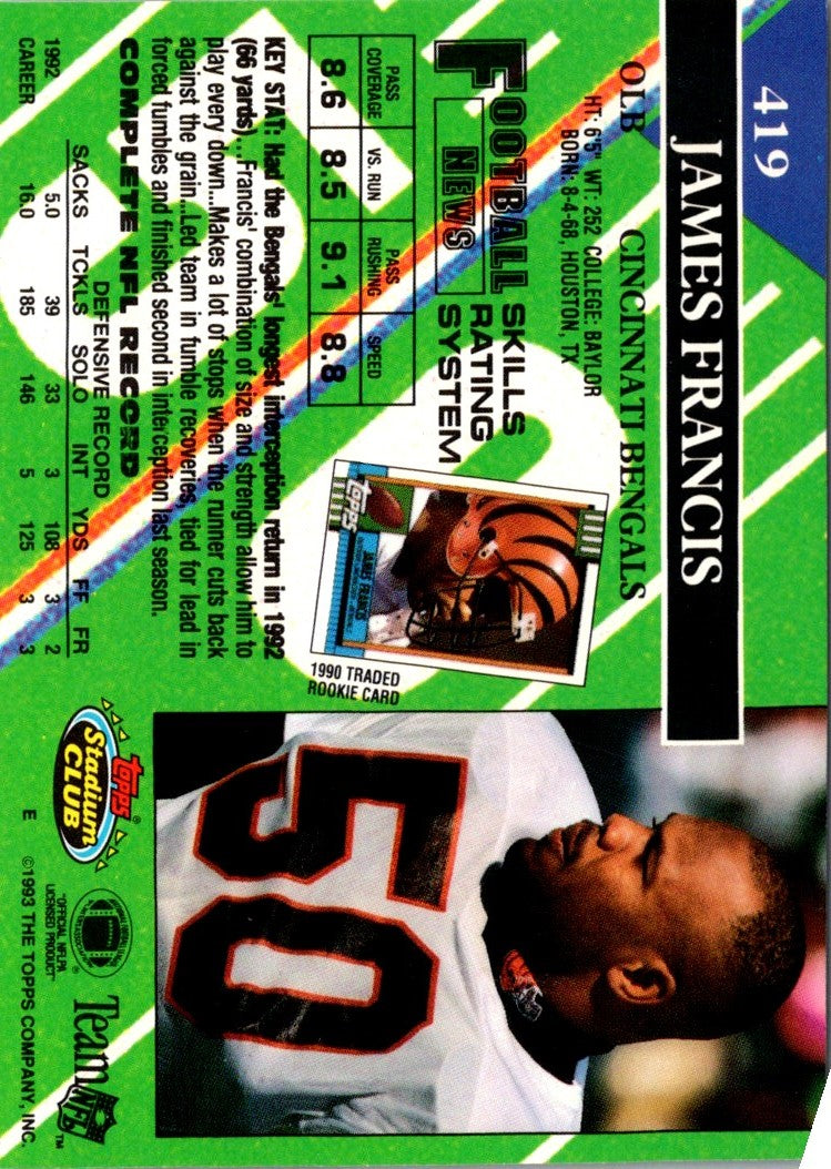 1993 Stadium Club Super Teams Bowl James Francis