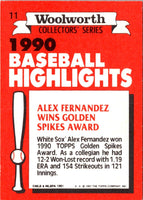 1991 Topps Woolworth Baseball Highlights Alex Fernandez #11
