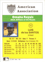 1990 CMC Omaha Royals Luis de los Santos #11