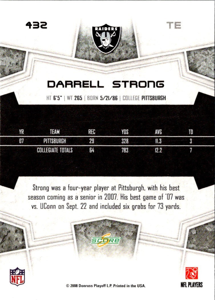 2008 Score Super Bowl XLIII Darrell Strong