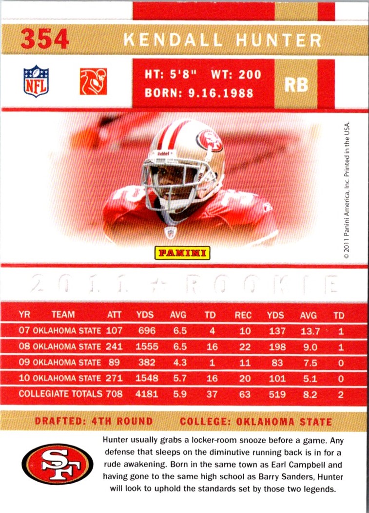 2011 Score Kendall Hunter