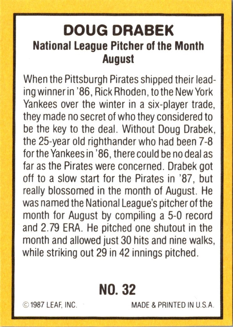 1987 Donruss Highlights Doug Drabek