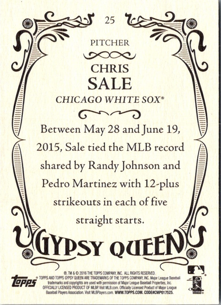 2016 Topps Gypsy Queen Chris Sale