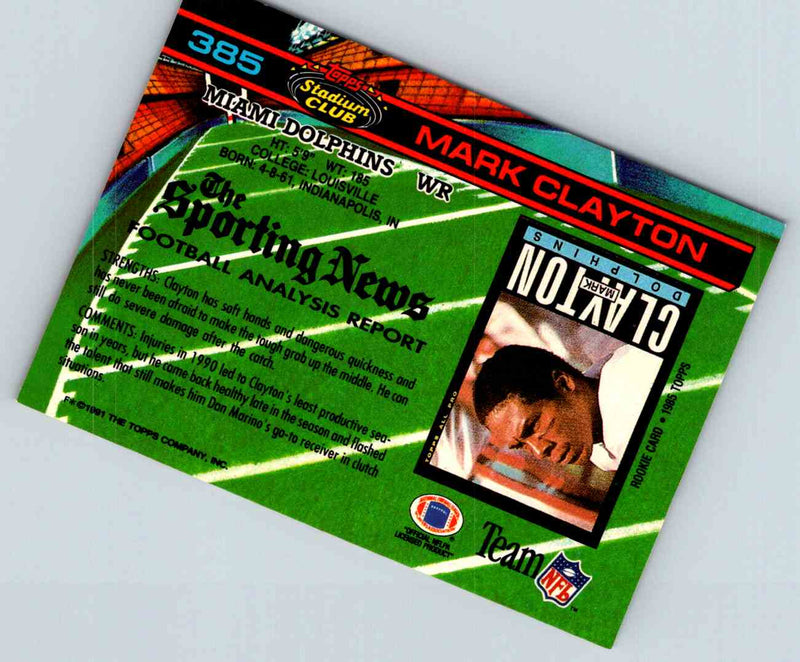 1991 Topps Stadium Club Football Mark Clayton