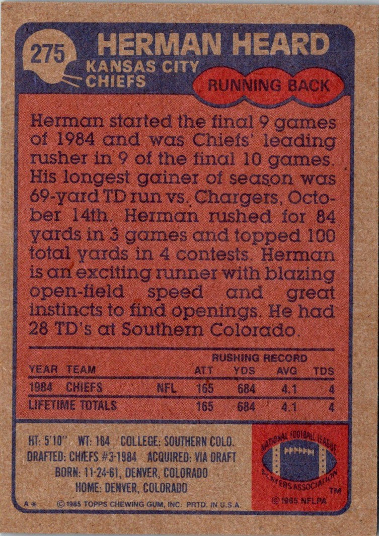 1985 Topps Herman Heard