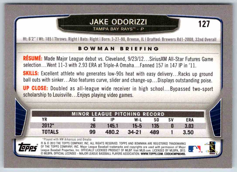 2013 Bowman Jake Odorizzi