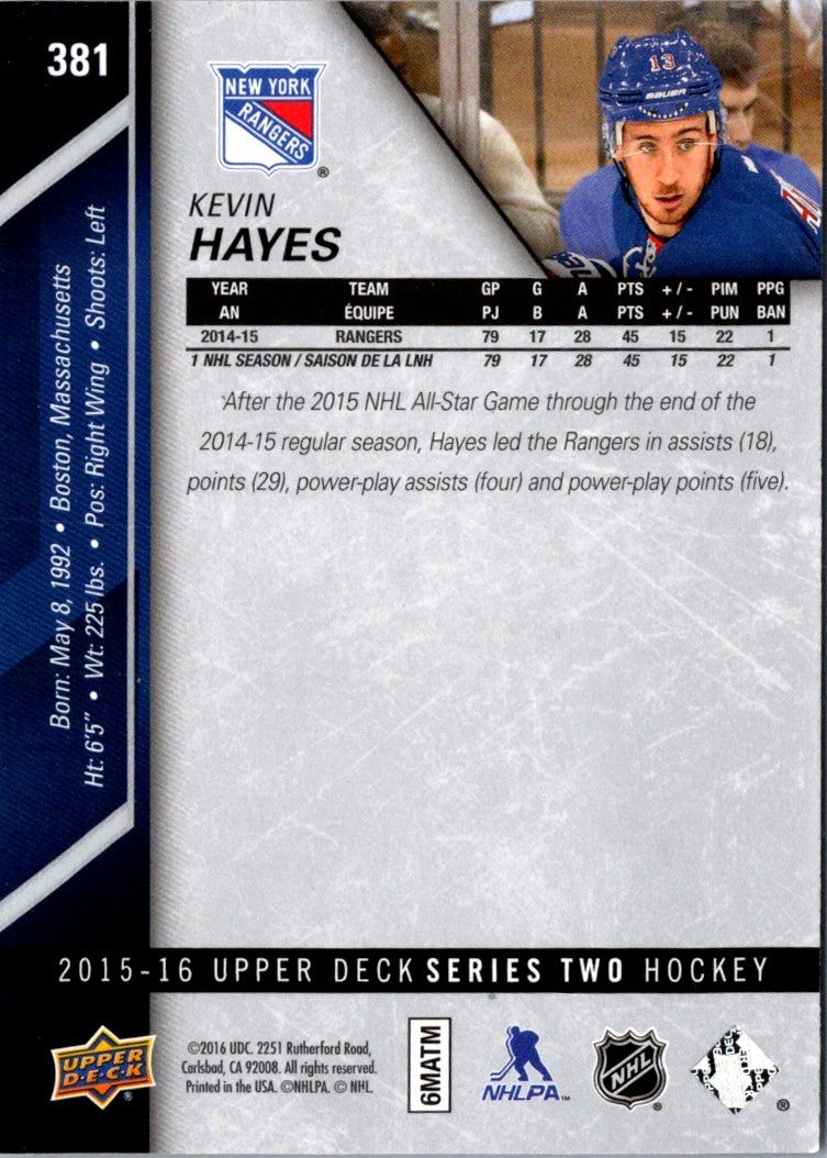 2015 Upper Deck Kevin Hayes