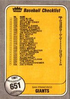 1981 Fleer Checklist: Blue Jays/Giants #651
