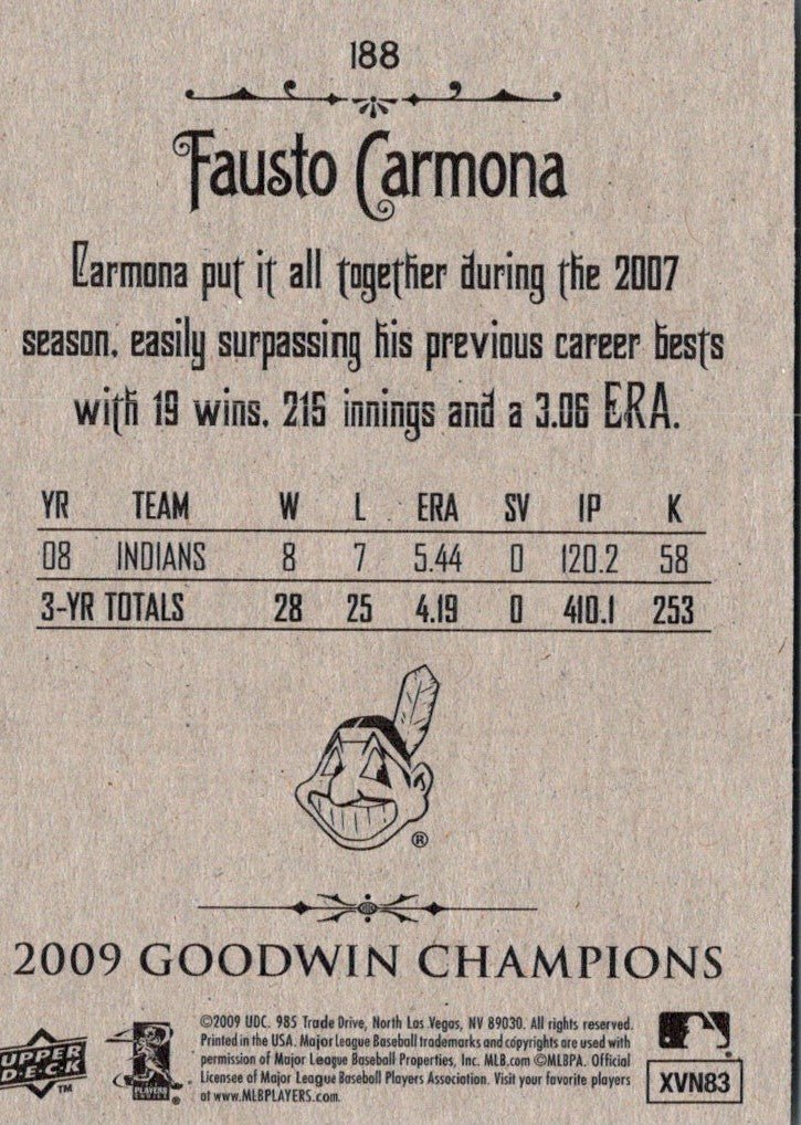 2009 Upper Deck Goodwin Champions Fausto Carmona