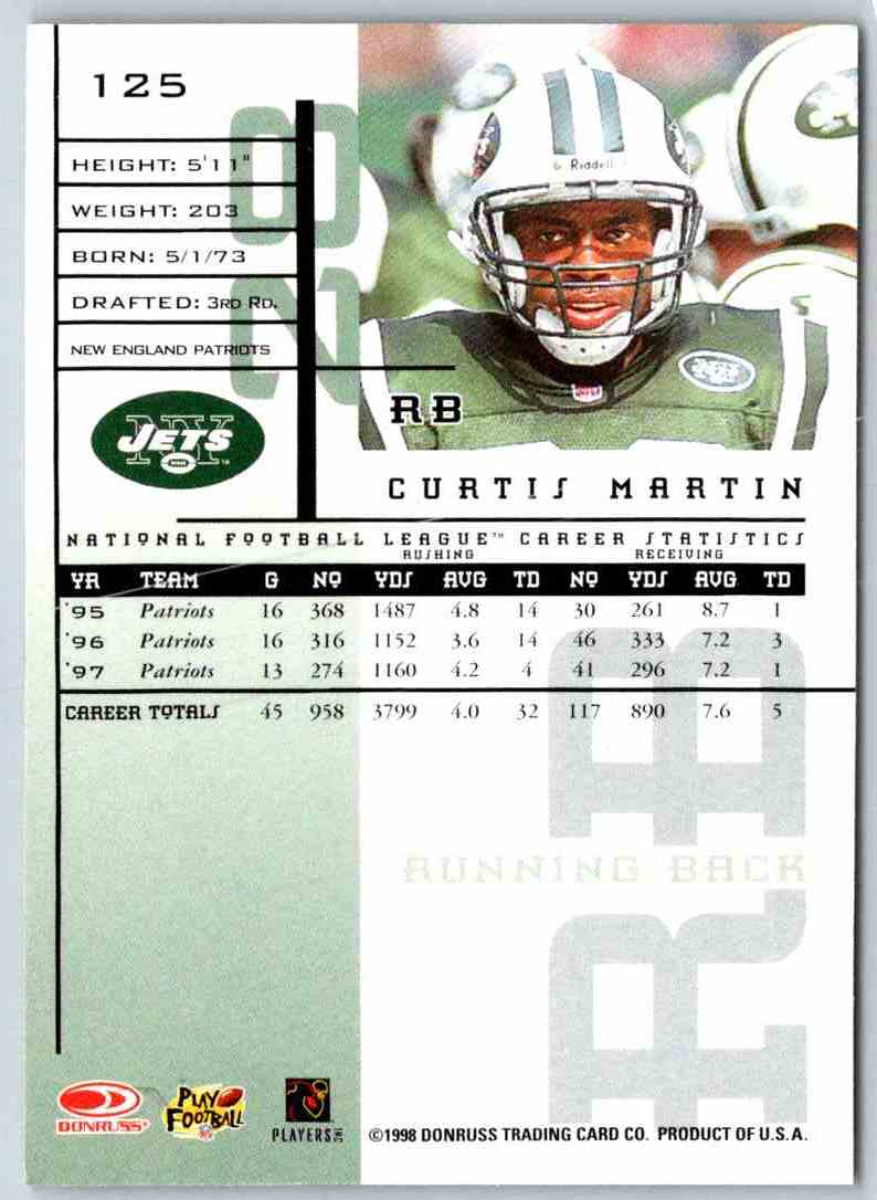 1998 Leaf Rookies And Stars Curtis Martin