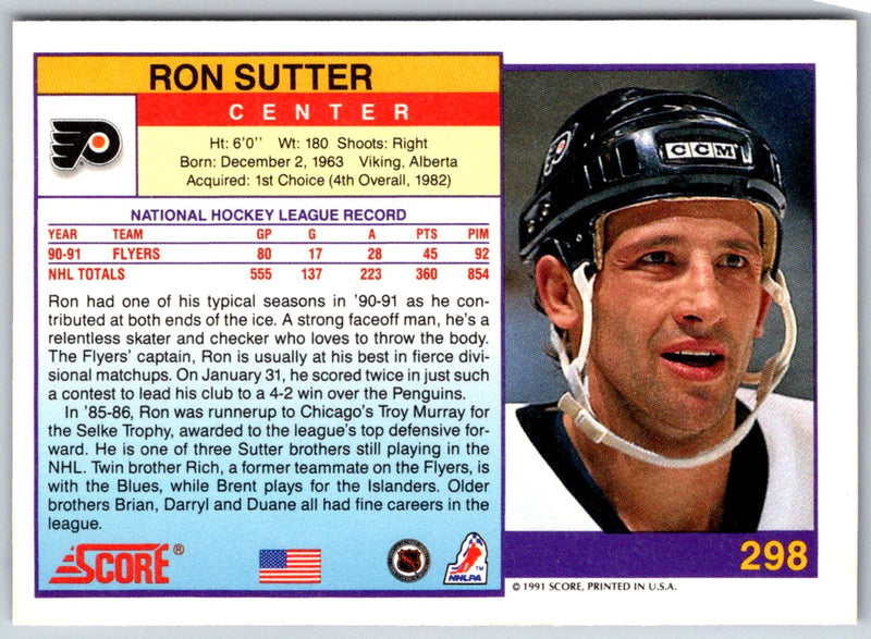 1991 Score American Ron Sutter