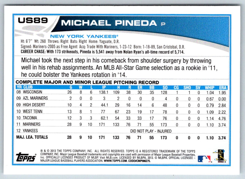 2013 Topps Update Michael Pineda