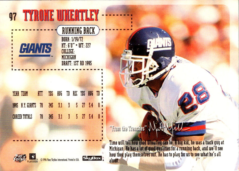 1996 SkyBox Impact Tyrone Wheatley