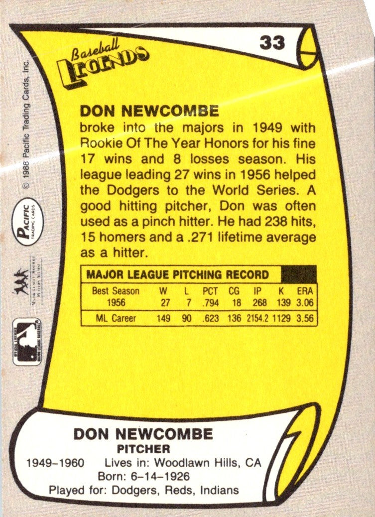 1988 Pacific Legends I Don Newcombe