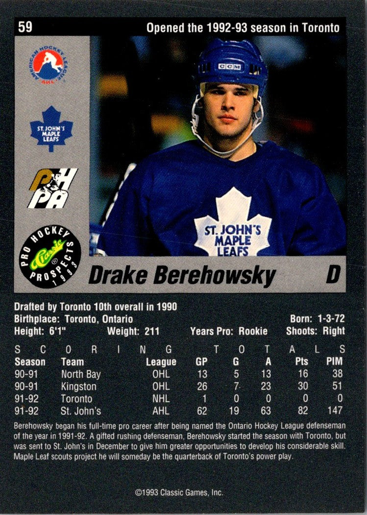 1993 Classic Pro Prospects Drake Berehowsky
