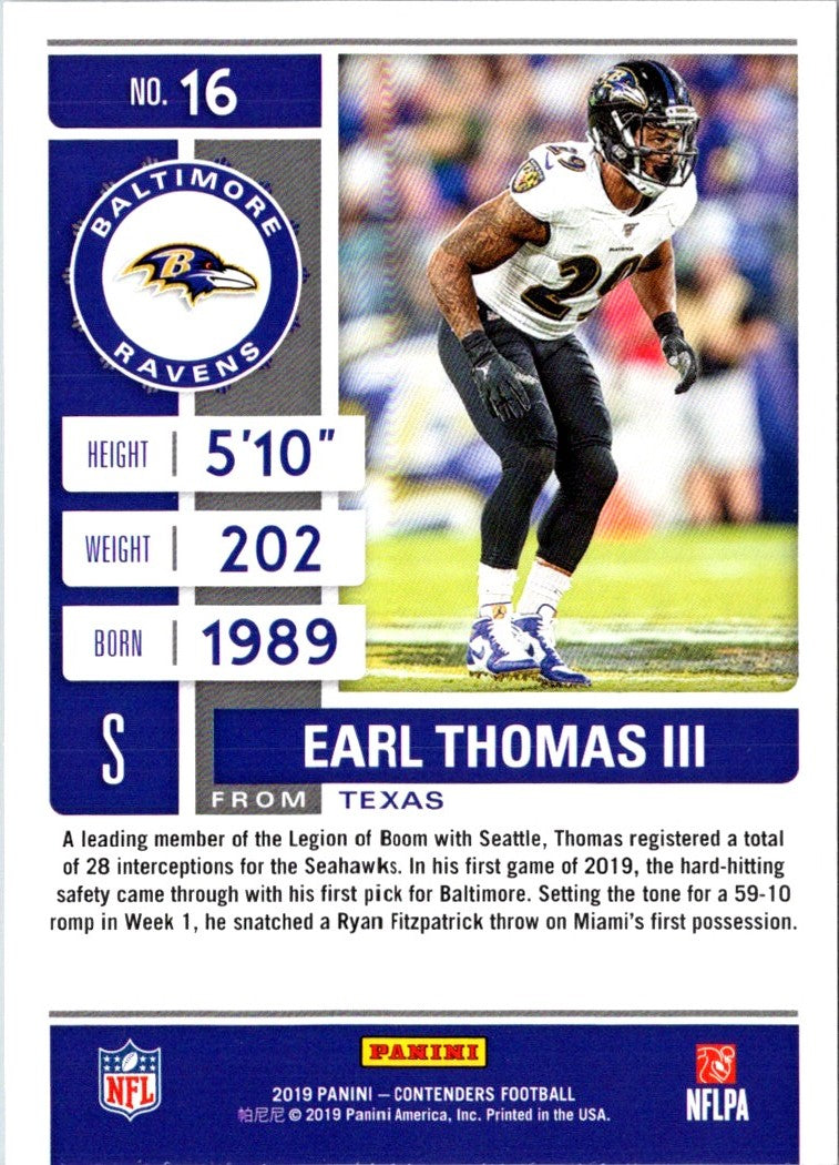 2018 Panini Earl Thomas III