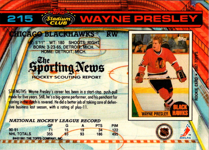 1991 Stadium Club Wayne Presley