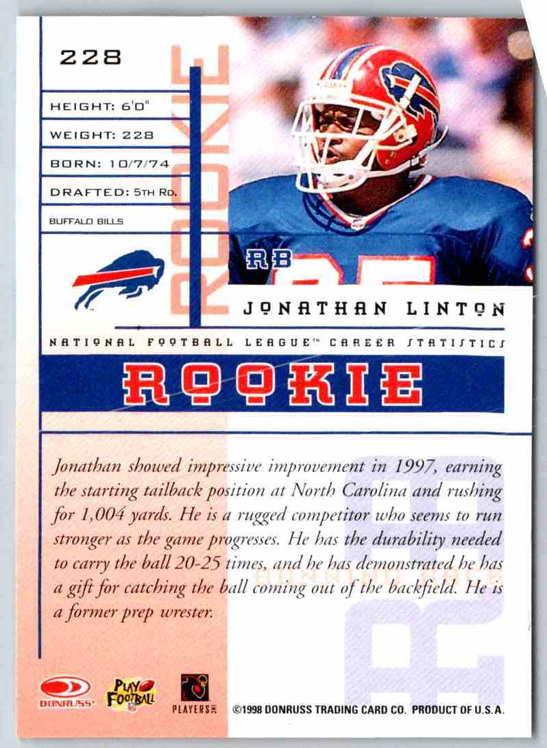 1998 Leaf Rookies And Stars Jonathan Linton