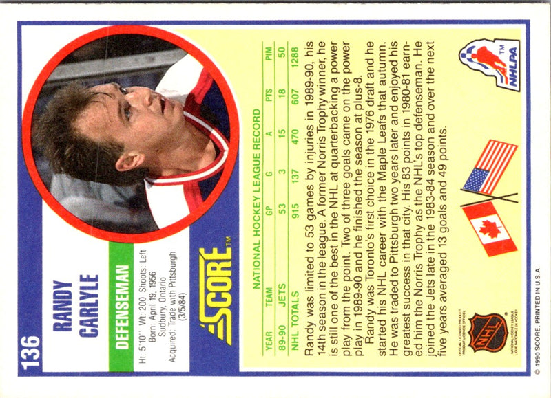 1990 Score Randy Carlyle