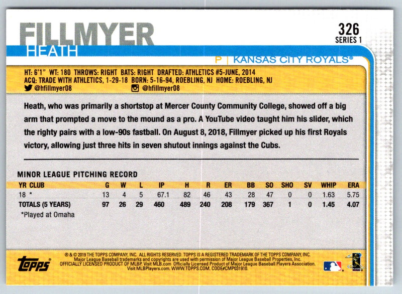 2019 Topps Heath Fillmyer