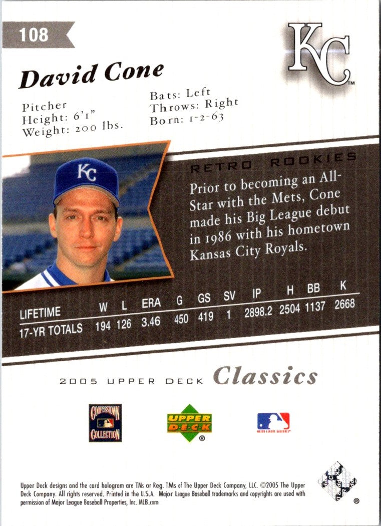 2005 Upper Deck Classics David Cone