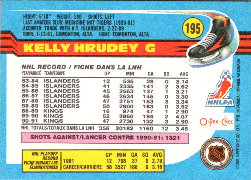 1991 O-Pee-Chee Kelly Hrudey