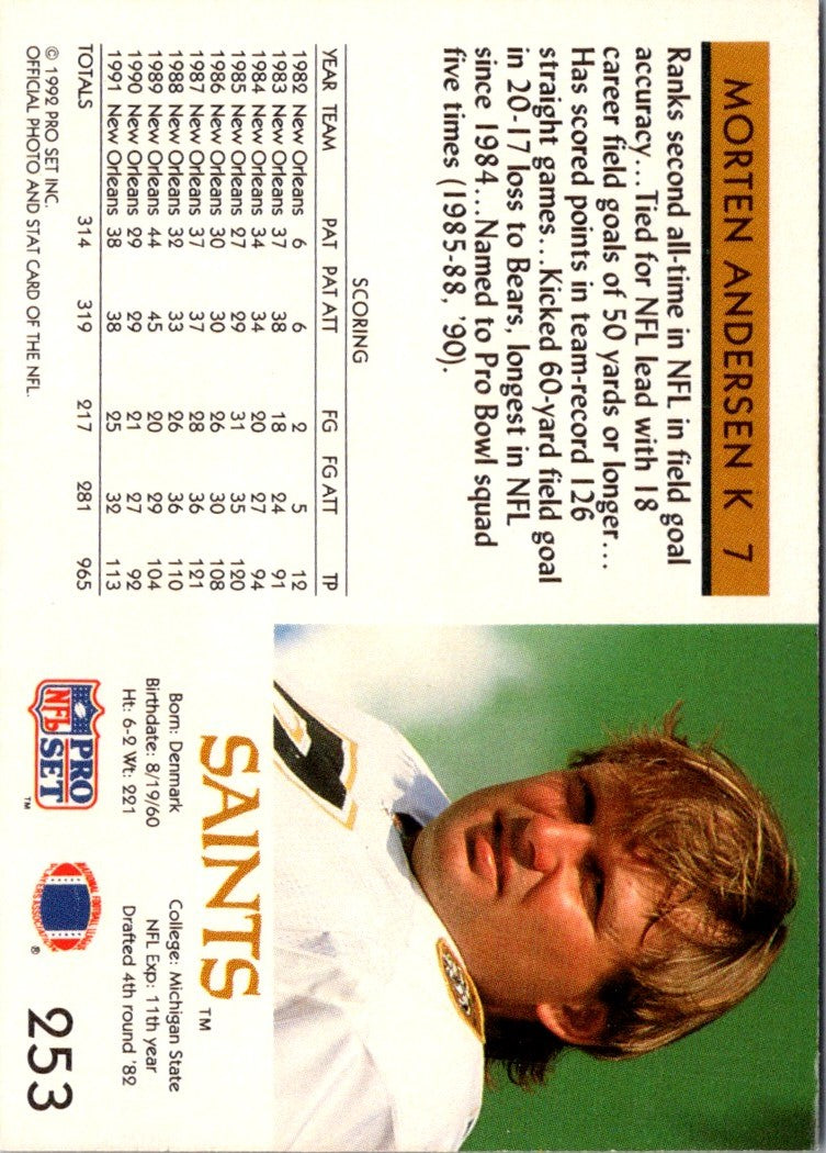 1992 Pro Set Morten Andersen