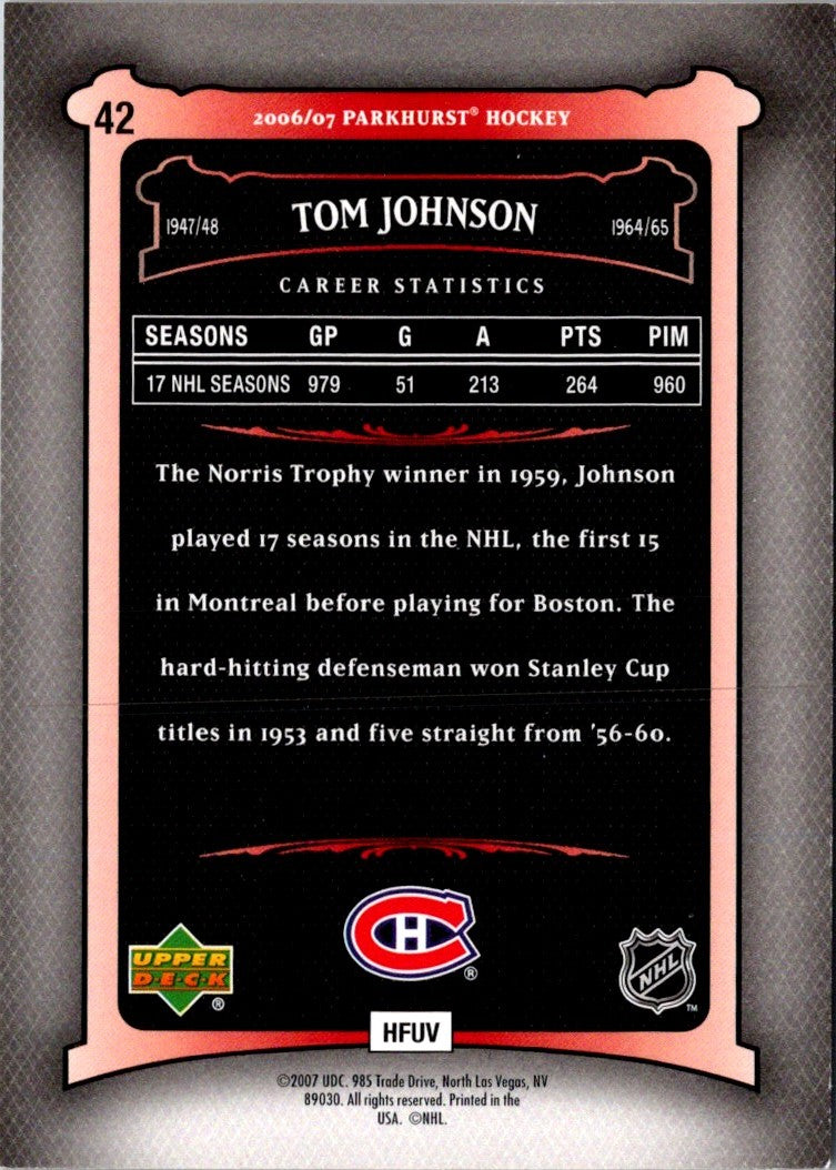 2006 Parkhurst Tom Johnson