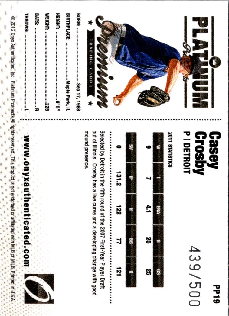 2012 Onyx Platinum Prospects Casey Crosby