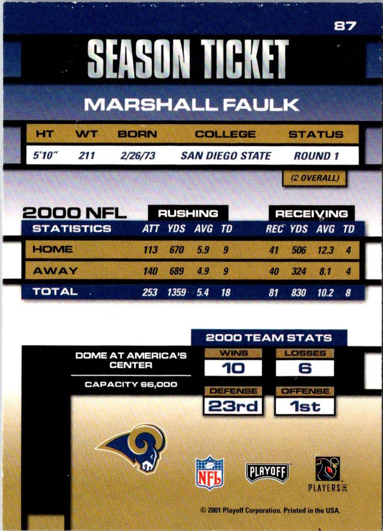 2001 Playoff Contenders Marshall Faulk