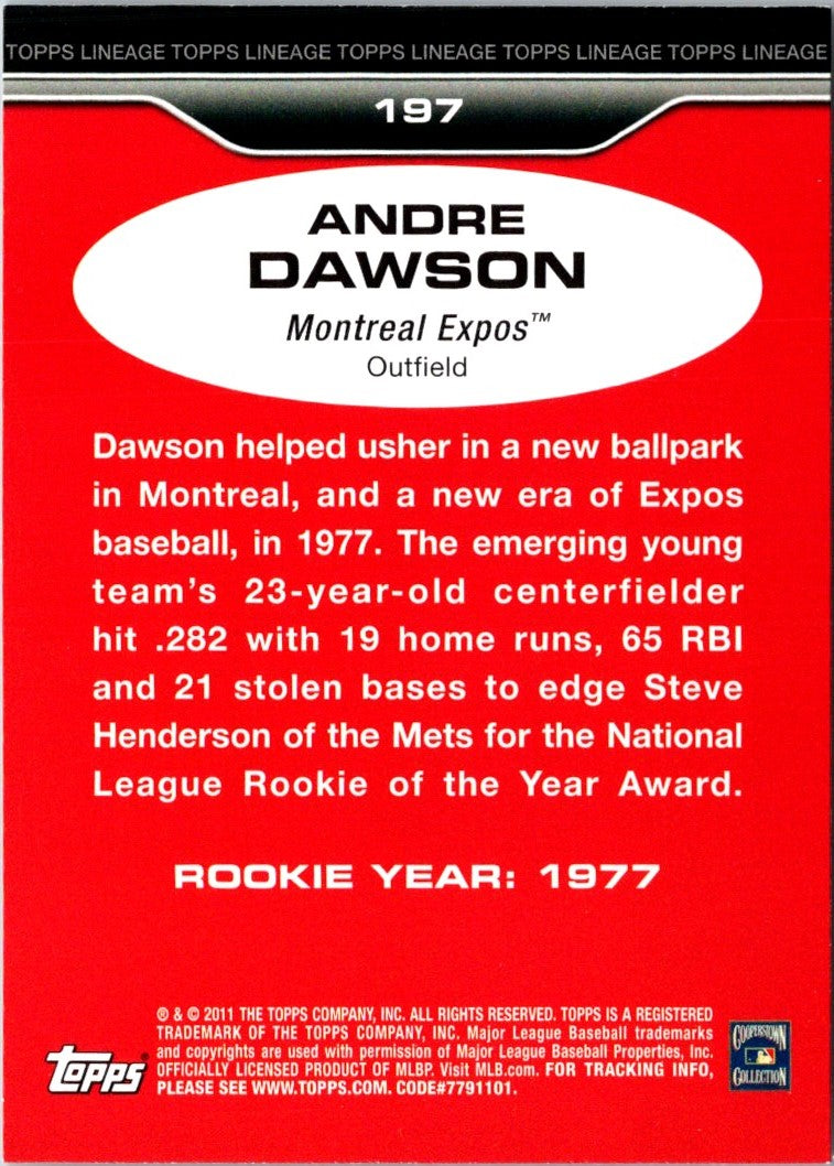 2011 Topps Lineage Andre Dawson