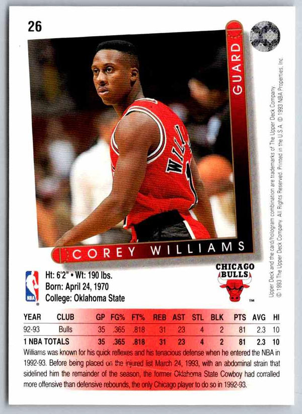 1993 Upper Deck Corey Williams #26