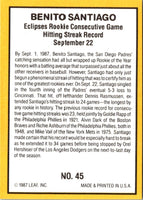 1987 Donruss Highlights Benito Santiago #45