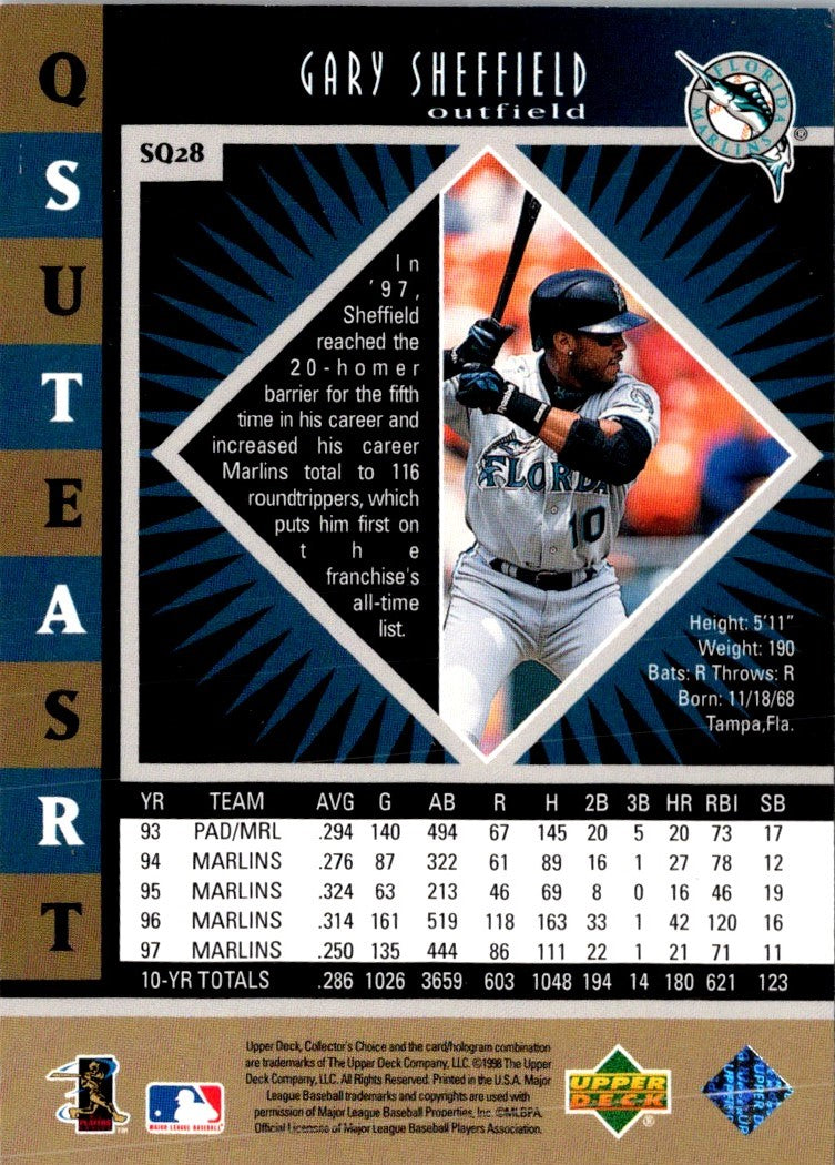1998 Collector's Choice StarQuest Double Gary Sheffield