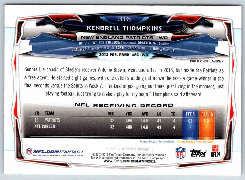 2014 Topps Kenbrell Thompkins