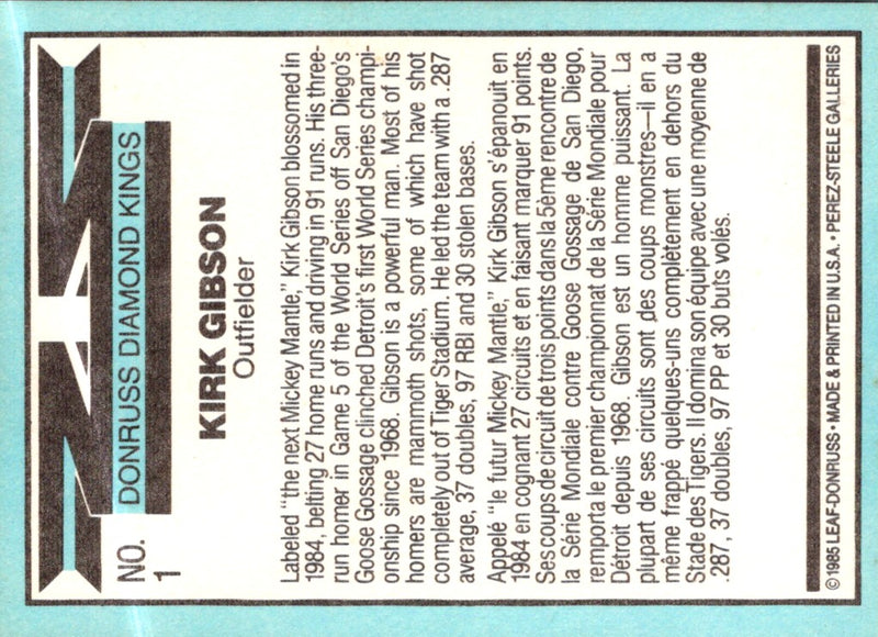1986 Leaf Kirk Gibson