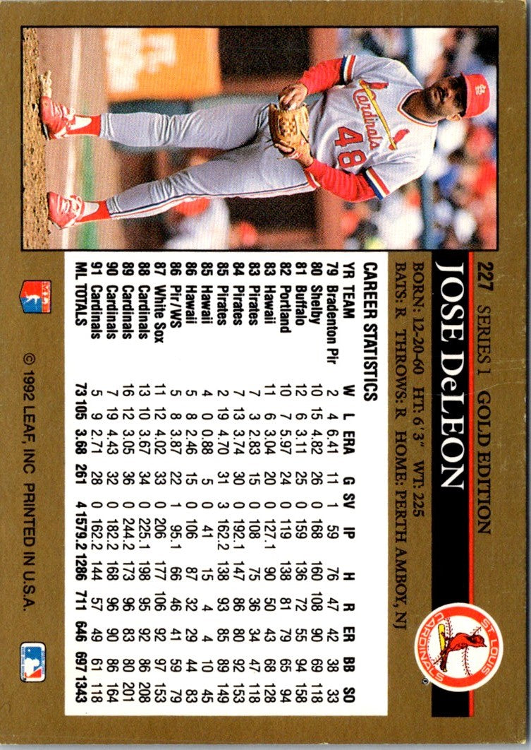 1992 Leaf Black Gold Jose DeLeon